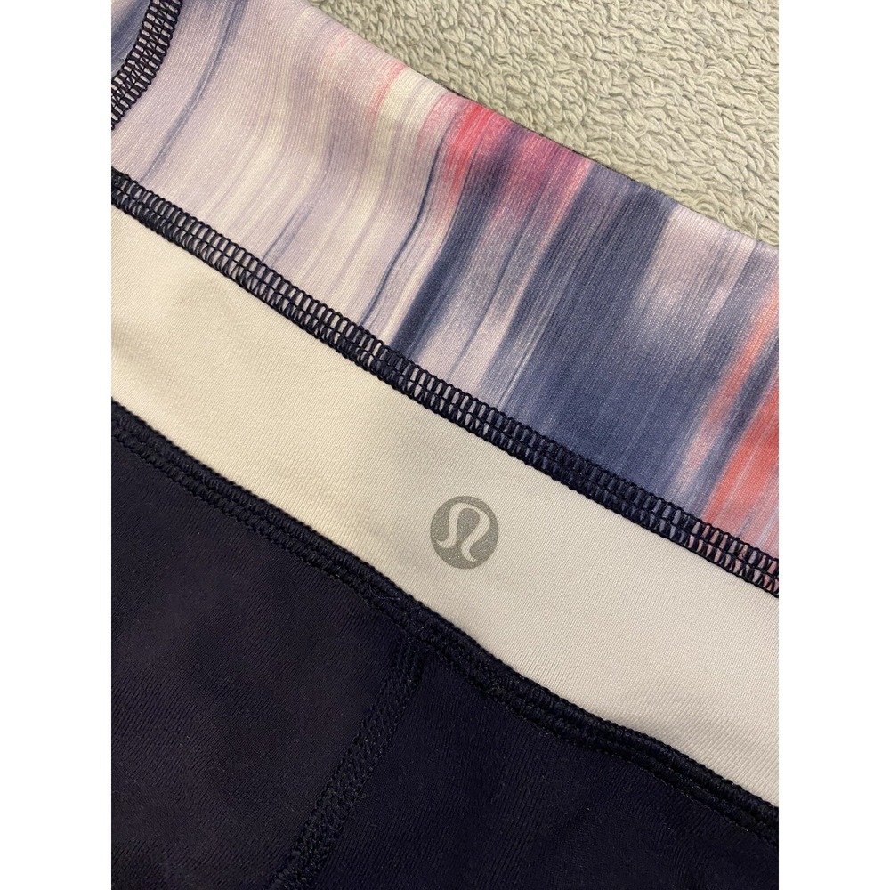 lululemon Wunder Under leggings size 6‎ navy blue Pink Medium 27x27